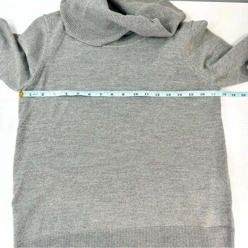Talbots Merino Wool Button Cuff Cowlneck Sweater Shimmer